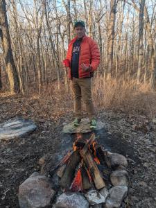 Training Academy Run 2 Top Dog, Guy Towler, overseeing the finish line fire in the horse lot at Camp Roosevelt