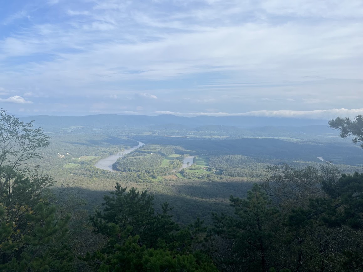 The Shenandoah River winds through the valley