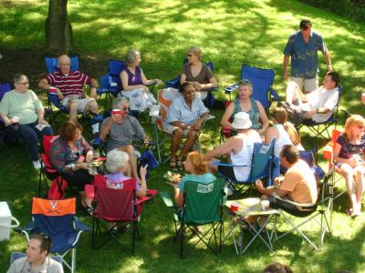 Socializing at the 2010 party
