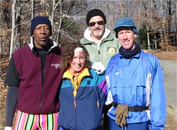 Jim, Jeanne, Dan, and Bill after Jeanne's finish